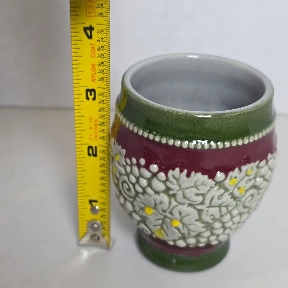 VTG Marzi Remy German Stoneware Replacement Wine Cup Grape Relief Burgundy Green